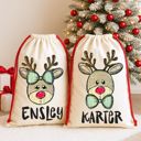 Personalized Reindeer Santa Sack – Custom Christmas Gift Bag for Kids