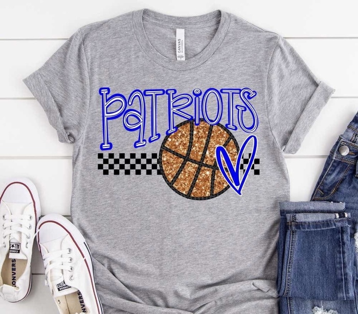 Custom Mascot Basketball Heart Tee – 30+ Mascots