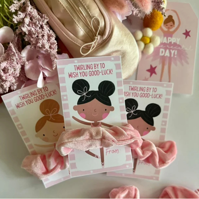 Ballerina Scrunchie Cards – Set of 3 | Dance Gift, Party Favor, Christmas Gift