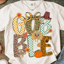  Gobble Graphic Tee – Fall Checkered & Leopard Thanksgiving Shirt