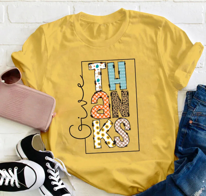 Give Thanks Patchwork Tee