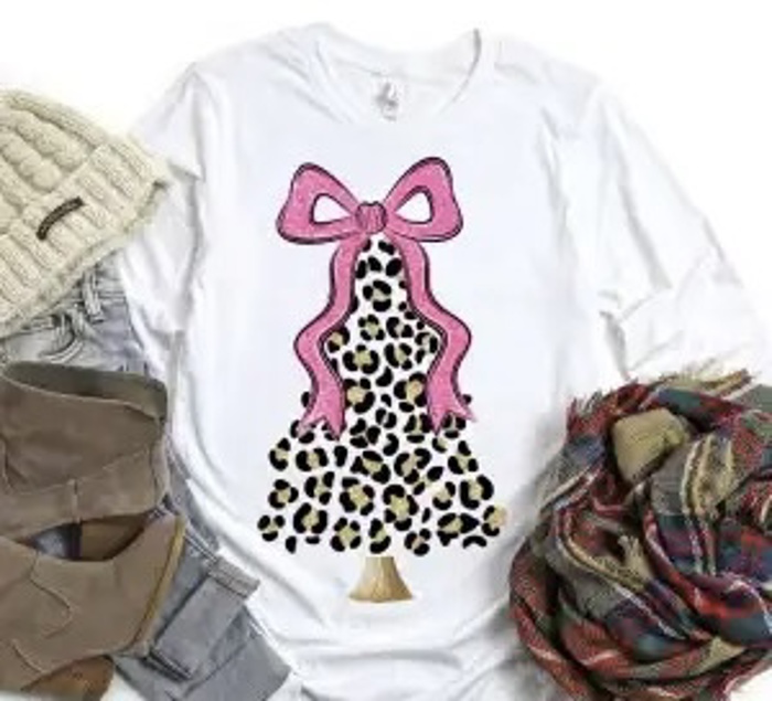 	Leopard Christmas Tree T-shirt • Festive Flair for the Season