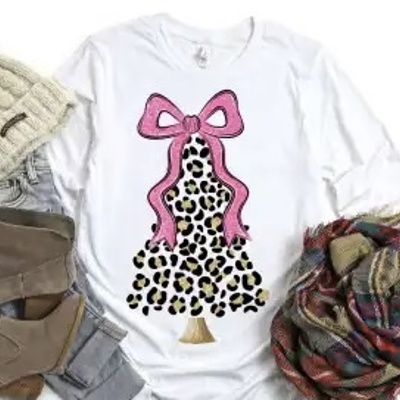 	Leopard Christmas Tree T-shirt • Festive Flair for the Season