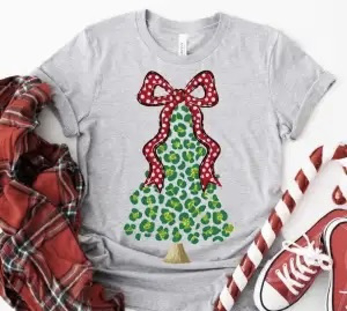 	Leopard Christmas Tree T-shirt • Festive Flair for the Season