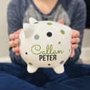  Personalized Polka Dot Piggy Bank – Custom Gift for Kids 