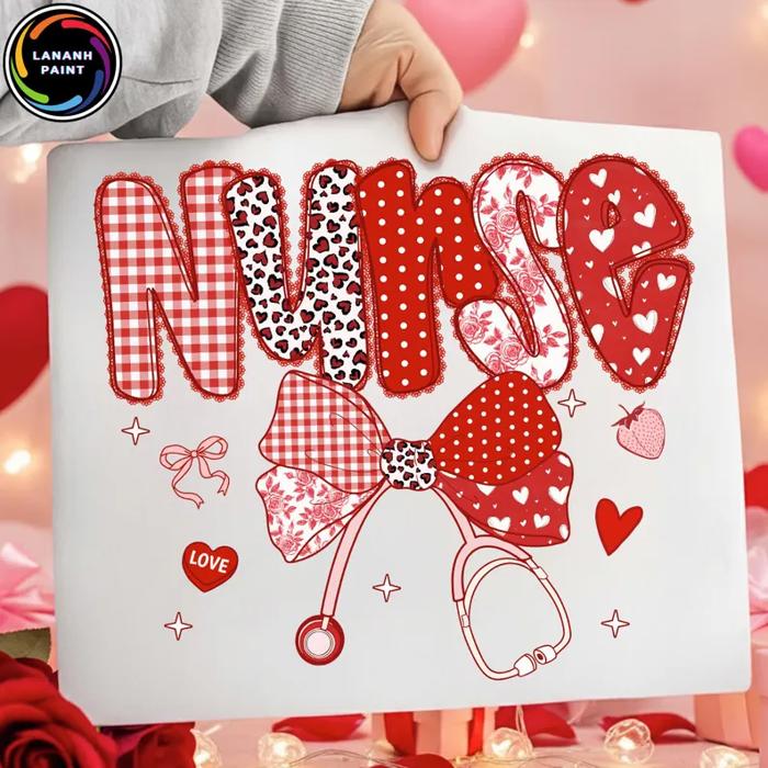 Nurse Valentine Faux Patchwork Tee 