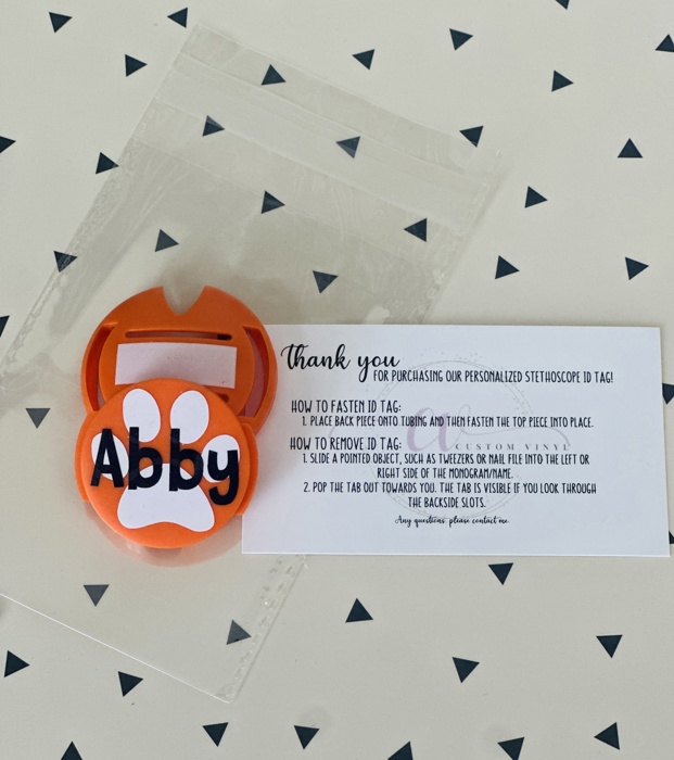 Vet Tech Personalized Paw Print Stethoscope ID Tag 