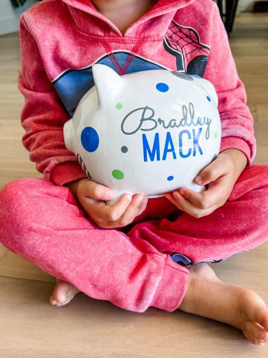 Personalized Polka Dot Piggy Bank – Custom Gift for Kids 