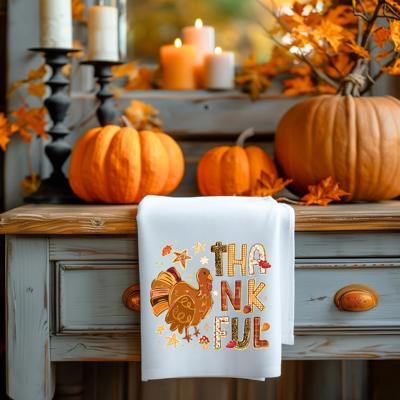 Thankful Turkey Thanksgiving Tea Towel