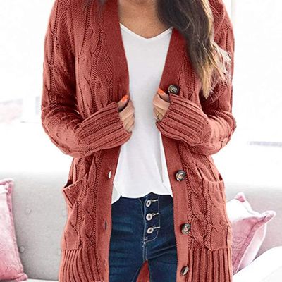 Haute Edition Women's Cable Knit Button Up Sweater Cardigan