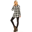 BLACK WHITE 1X Women's Long Button Plaid Tunic Length Shirt