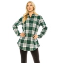 GREEN PLAID 1X Women's Long Button Plaid Tunic Length Shirt