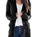 Large Black Haute Edition Women's Cable Knit Button Up Sweater Cardigan