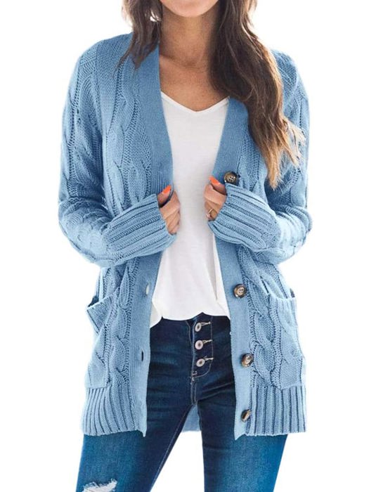 Haute Edition Women's Cable Knit Button Up Sweater Cardigan