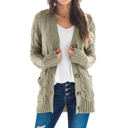 Large Light Olive Haute Edition Women's Cable Knit Button Up Sweater Cardigan