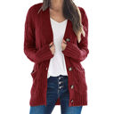 Large Wine Haute Edition Women's Cable Knit Button Up Sweater Cardigan