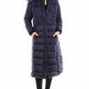 1X Navy Women's Maxi Length Puffer Parka Coat