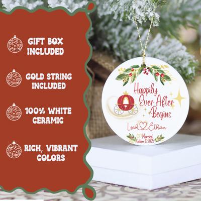 Personalized Couple's Ornament | Our First Christmas Married, Engaged, or Together | Custom Design with Couple’s Names Joined by a Heart