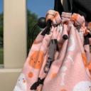 Gray Personalized Large Glow-in-the-Dark Trick-or-Treat Bag with Drawstring - Handmade Halloween Custom Tote for Kids; Name Glows in the Dark Bag