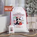 Small Personalized Santa Sack; Child's Fabric Christmas Gift Bag with Name; Santa, Reindeer, Puppy, Kitten, Teddy Bear Designs; Large & Small Bags