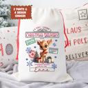  Personalized Santa Sack; Child's Fabric Christmas Gift Bag with Name; Santa, Reindeer, Puppy, Kitten, Teddy Bear Designs; Large & Small Bags
