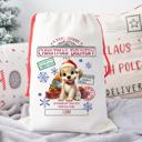  Personalized Santa Sack; Child's Fabric Christmas Gift Bag with Name; Santa, Reindeer, Puppy, Kitten, Teddy Bear Designs; Large & Small Bags