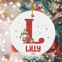  Personalized Boy Elf Child's Initial and Name Christmas Ornament; Custom Kid's Boy Elf Christmas Ornament; Gift Box Included