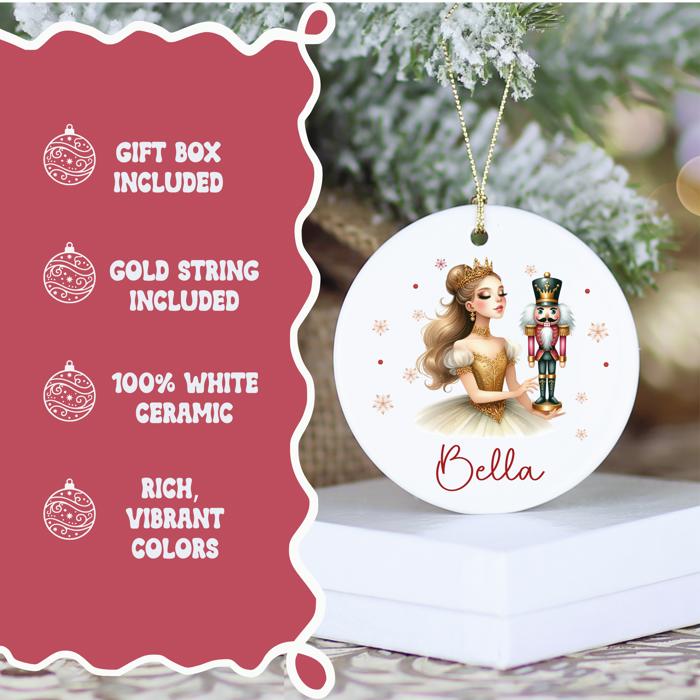 Christmas Ballerina Ornament – Personalized Ballet Dancer Gift - Christmas Red Dress, Ballerina with Nutcracker, Green Dress or Pink Dress