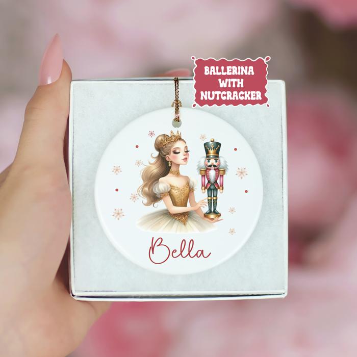 Christmas Ballerina Ornament – Personalized Ballet Dancer Gift - Christmas Red Dress, Ballerina with Nutcracker, Green Dress or Pink Dress