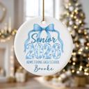  Personalized Blue Coquette Senior 2026 Graduation Ornament; Blue Bow Design; Customize with Senior's Name and School