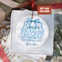  Personalized Blue Coquette Senior 2026 Graduation Ornament; Blue Bow Design; Customize with Senior's Name and School