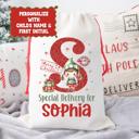  Personalized Special Delivery Girl Elf Design Santa Bag | Large and Small Bags