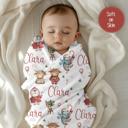 Highland Cows, Penguin, Baby Deer and Sloth Personalized Christmas Blanket | Child's Custom Holiday Throw 30"x40"