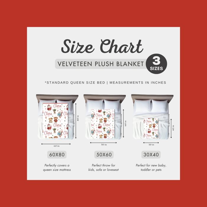 Highland Cows, Penguin, Baby Deer and Sloth Personalized Christmas Blanket | Child's Custom Holiday Throw 30"x40"