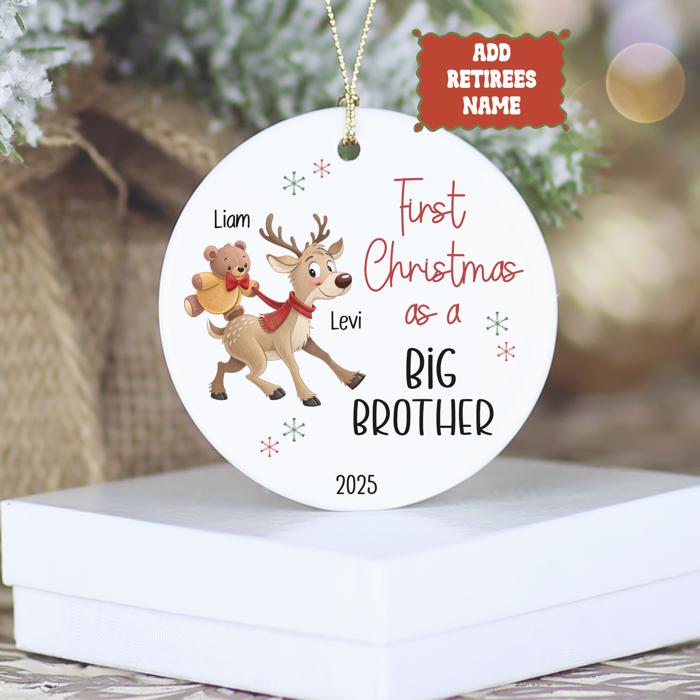 Big Brother Ornament Personalized with Big Brother  and Little Sister or Brothers Names | Custom New Sibling Gift |  Christmas Keepsake