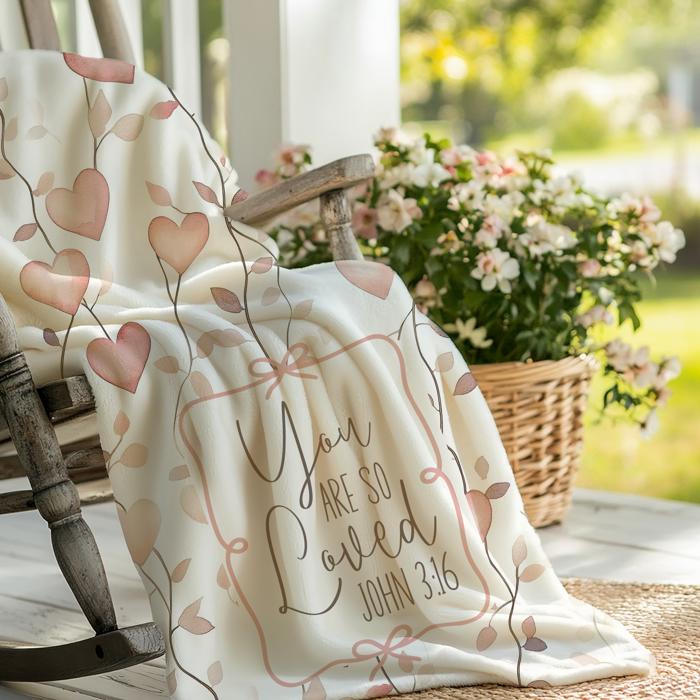 John 3 16 You Are So Loved Scripture Throw | Christian Valentines Day Gift