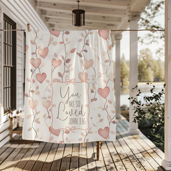 John 3 16 You Are So Loved Scripture Throw | Christian Valentines Day Gift