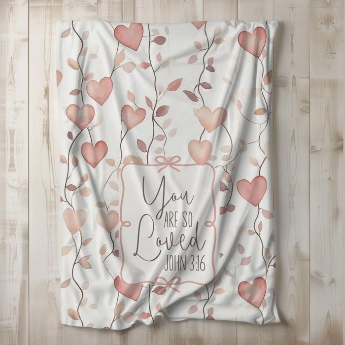 John 3 16 You Are So Loved Scripture Throw | Christian Valentines Day Gift