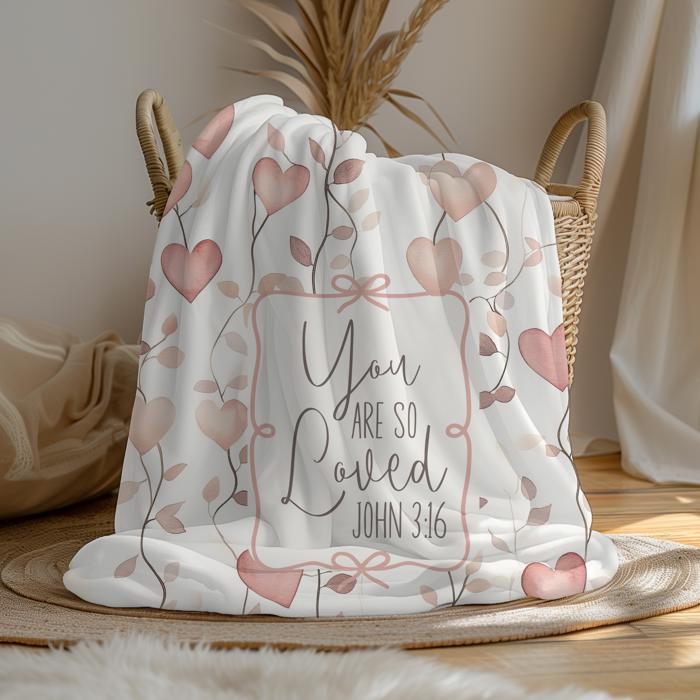 John 3 16 You Are So Loved Scripture Throw | Christian Valentines Day Gift