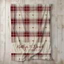  Personalized Valentine Blanket for Couples | Custom Names with Heart & Established Date | Cream with Red Plaid