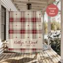  Personalized Valentine Blanket for Couples | Custom Names with Heart & Established Date | Cream with Red Plaid
