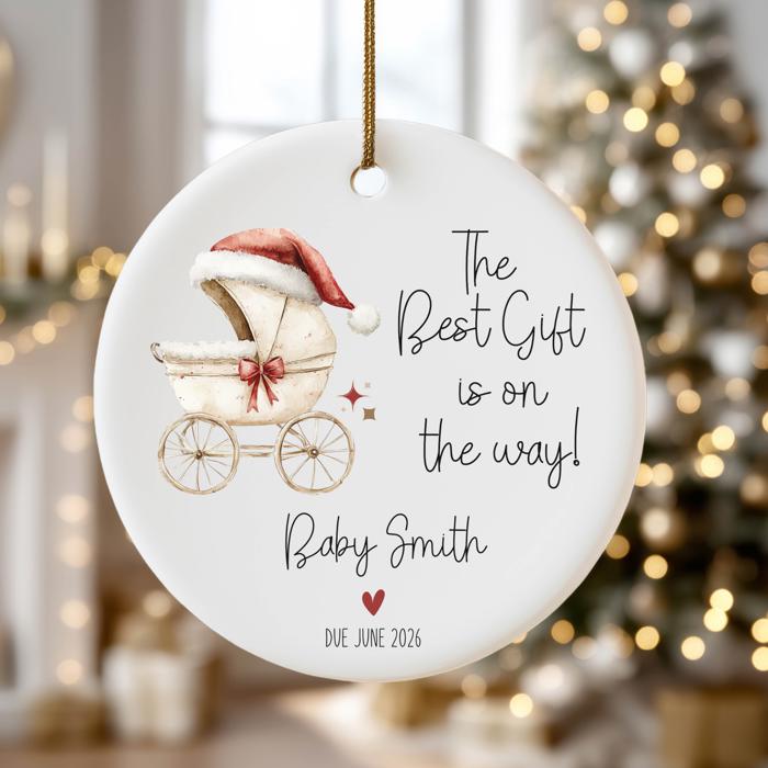 Expecting Parents Personalized Christmas Ornament | Custom Pregnancy Announcement Ornament 
