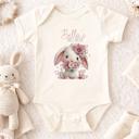  First Easter Baby Girl Personalized Onesie | Short Sleeve 100% Cotton Bodysuit (0-3 to 18 Months)