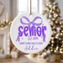  Personalized Purple Coquette Senior 2026 Graduation Ornament; Purple Bow Design; Customize with Senior's Name and School