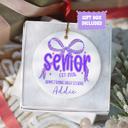  Personalized Purple Coquette Senior 2026 Graduation Ornament; Purple Bow Design; Customize with Senior's Name and School