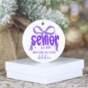  Personalized Purple Coquette Senior 2026 Graduation Ornament; Purple Bow Design; Customize with Senior's Name and School