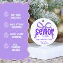  Personalized Purple Coquette Senior 2026 Graduation Ornament; Purple Bow Design; Customize with Senior's Name and School
