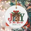  Manger Scene Joy to the World Christmas Ornament Matthew 1:21 | Christian Scripture Ornament