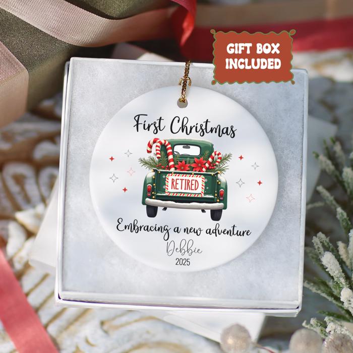 Personalized “First Christmas Retired” Ornament 