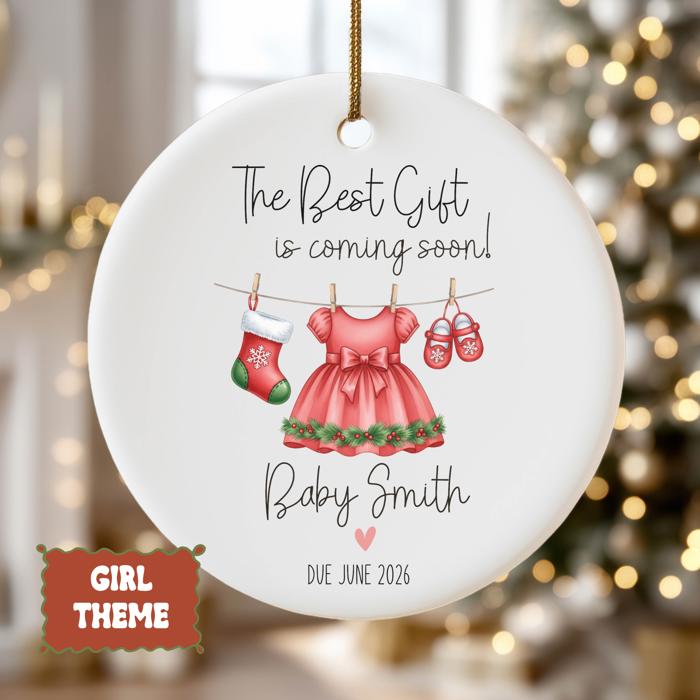 New Baby on the Way Personalized Christmas Ornament | Custom Pregnancy Announcement Ornament 